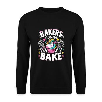 Bäcker werden Backen Gebäck Brot Backen Kuchen Bäcker - Unisex Pullover - Schwarz - Vorne - Alina (178cm) & Michal (187cm)