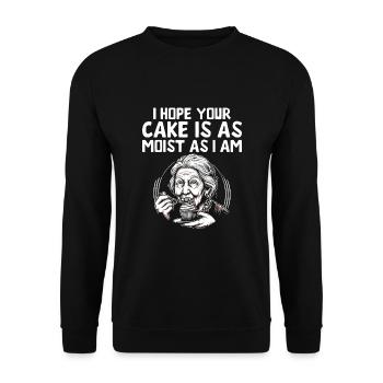 Ich hoffe, dein Kuchen ist so saftig wie ich backe Bake B - Unisex Pullover - Schwarz - Vorne - Alina (178cm) & Michal (187cm)
