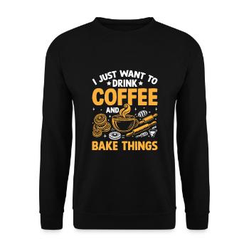 Je veux juste boire du café et faire cuire des choses en cuisinant - Sweat-shirt Unisexe - noir - Devant - Alina (178cm) & Michal (187cm)