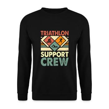 Triathlon Support Crew Schwimmen Rad Laufen Triathlet - Unisex Pullover - Schwarz - Vorne - Alina (178cm) & Michal (187cm)