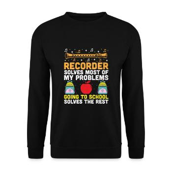 Blockflöte löst die meisten meiner Probleme Instrument Mus - Unisex Pullover - Schwarz - Vorne - Alina (178cm) & Michal (187cm)