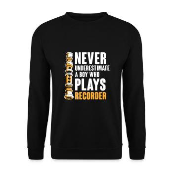 Ne sous-estimez jamais un garçon qui joue de la musique à bec - Sweat-shirt Unisexe - noir - Devant - Alina (178cm) & Michal (187cm)