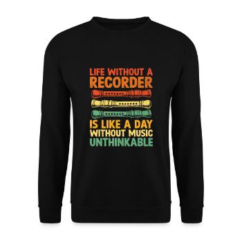 La vie sans flûte à bec est comme une journée sans musi - Sweat-shirt Unisexe - noir - Devant - Alina (178cm) & Michal (187cm)