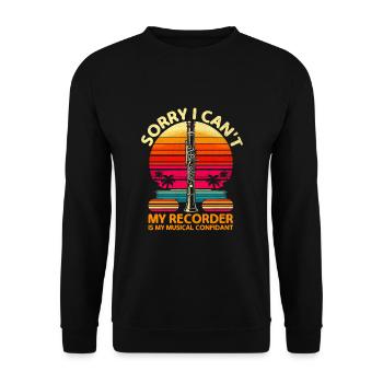 Tut mir leid, ich kann nicht, mein Blockflöte ist mein musikalischer Vertrauter - Unisex Pullover - Schwarz - Vorne - Alina (178cm) & Michal (187cm)