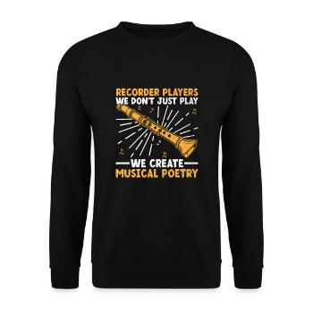 Flûtistes à bec On ne fait pas que jouer, on crée du musi - Sweat-shirt Unisexe - noir - Devant - Alina (178cm) & Michal (187cm)