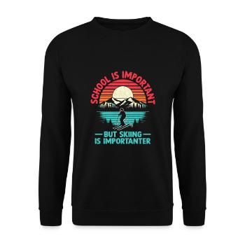 L’école est importante, mais le ski est plus important - Sweat-shirt Unisexe - noir - Devant - Alina (178cm) & Michal (187cm)