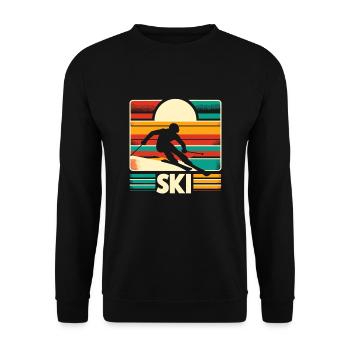 Retro Skiing Skier Ski Winter Sports Skis - Unisex Sweatshirt - black - Front - Alina (178cm) & Michal (187cm)