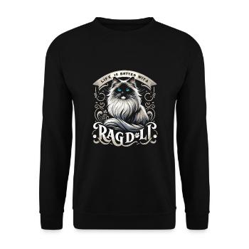 La vie est meilleure avec un Ragdoll Propriétaire de Ragdolls Cat L - Sweat-shirt Unisexe - noir - Devant - Alina (178cm) & Michal (187cm)