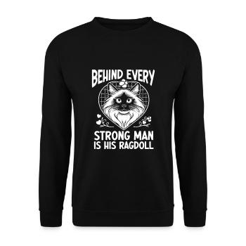 Derrière chaque homme fort se trouve son chat Ragdoll Lover R - Sweat-shirt Unisexe - noir - Devant - Alina (178cm) & Michal (187cm)