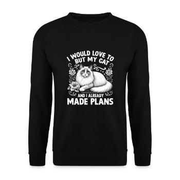 J’adorerais mais mon chat et moi avons déjà fait un plan - Sweat-shirt Unisexe - noir - Devant - Alina (178cm) & Michal (187cm)