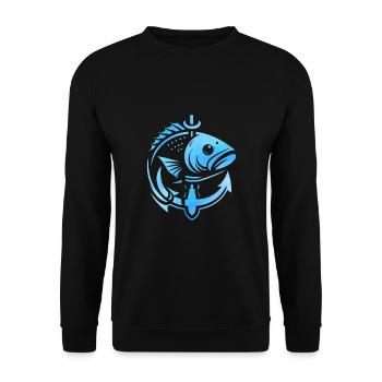Angelhaken Forelle Angeln Angler Fischer Barsch Angl - Unisex Pullover - Schwarz - Vorne - Alina (178cm) & Michal (187cm)