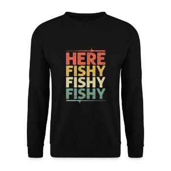 Hier fischig fisch angeln angler fischer fisch barsch angl - Unisex Pullover - Schwarz - Vorne - Alina (178cm) & Michal (187cm)