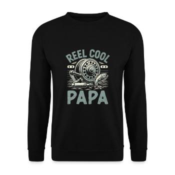 Reel Cool Papa Bass Fishing Angler Dad Fisherman A - Unisex Sweatshirt - black - Front - Alina (178cm) & Michal (187cm)
