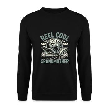 Moulinet Cool Grand-mère Pêche à l’achigan Pêcheur Fisherma - Sweat-shirt Unisexe - noir - Devant - Alina (178cm) & Michal (187cm)