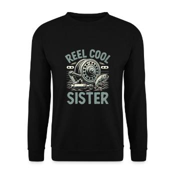 Reel Cool Sister Bass Fishing Angler Fisherman Ang - Unisex Sweatshirt - black - Front - Alina (178cm) & Michal (187cm)