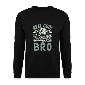 Reel Cool Bro Fishing Angler Fisherman Brother Ang - Unisex Sweatshirt - black - Front - Alina (178cm) & Michal (187cm)