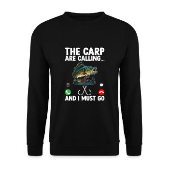 Die Karpfen rufen und ich muss angeln gehen Fisherm - Unisex Pullover - Schwarz - Vorne - Alina (178cm) & Michal (187cm)