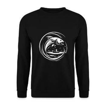 Angelhaken Forelle Angeln Angler Fischer Barsch Angl - Unisex Pullover - Schwarz - Vorne - Alina (178cm) & Michal (187cm)