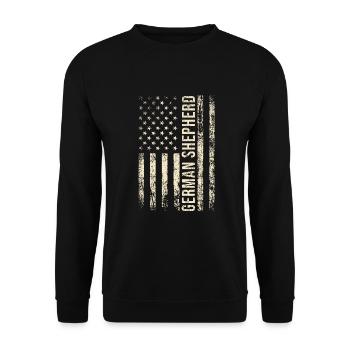 American Flag German Shepherd Lover Dog Owner GSD - Unisex Sweatshirt - black - Front - Alina (178cm) & Michal (187cm)