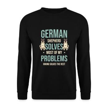 German Shepherd Solves Most Of My Problems Hiking - Unisex Sweatshirt - black - Front - Alina (178cm) & Michal (187cm)