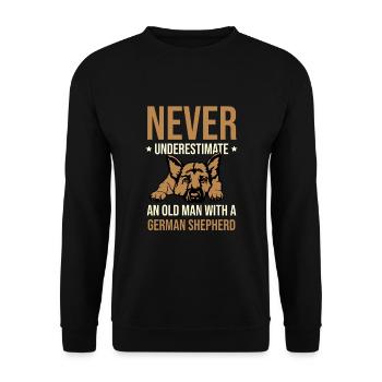 Ne sous-estimez jamais un vieil homme avec un berger allemand - Sweat-shirt Unisexe - noir - Devant - Alina (178cm) & Michal (187cm)