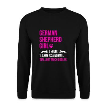 Deutscher Schäferhund Mädchen Wie Ein Normales Mädchen Nur Mu - Unisex Pullover - Schwarz - Vorne - Alina (178cm) & Michal (187cm)