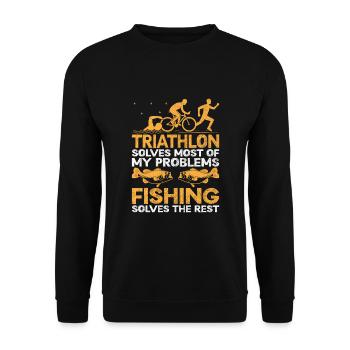 Triathlon Solves Most Of My Problems Fishing Solve - Unisex Sweatshirt - black - Front - Alina (178cm) & Michal (187cm)