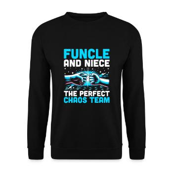 Funcle Und Nichte Das Perfect Chaos Team Onkel Fami - Unisex Pullover - Schwarz - Vorne - Alina (178cm) & Michal (187cm)