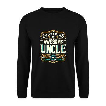Zertifizierter großartiger Onkel Familie Onkel Nichte Neffe - Unisex Pullover - Schwarz - Vorne - Alina (178cm) & Michal (187cm)