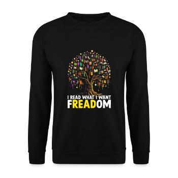 I Read What I Want Freadom Book Reading Bookworm - Unisex Sweatshirt - black - Front - Alina (178cm) & Michal (187cm)