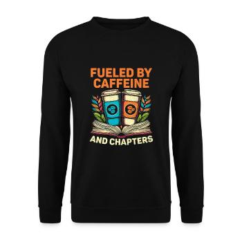 Angetrieben von Koffein und Chapters Book Bookworm - Unisex Pullover - Schwarz - Vorne - Alina (178cm) & Michal (187cm)