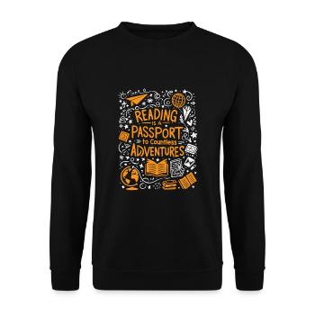 Reading Is A Passport To Countless Adventures Book - Unisex Sweatshirt - black - Front - Alina (178cm) & Michal (187cm)