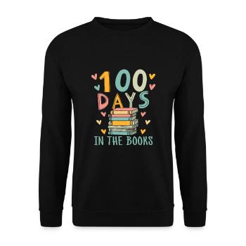 100 Days In The Books Book Reading Bookworm - Unisex Sweatshirt - black - Front - Alina (178cm) & Michal (187cm)