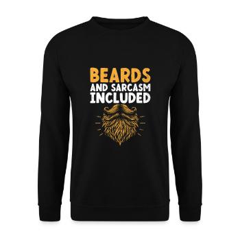Bärte Und Sarkasmus Inklusive Bartliebhaber-Gesichtsbehandlung - Unisex Pullover - Schwarz - Vorne - Alina (178cm) & Michal (187cm)