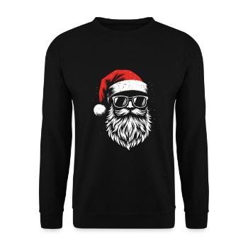 Bärtiger Weihnachtsmann Gesicht Sonnenbrille Bart Bärte - Unisex Pullover - Schwarz - Vorne - Alina (178cm) & Michal (187cm)
