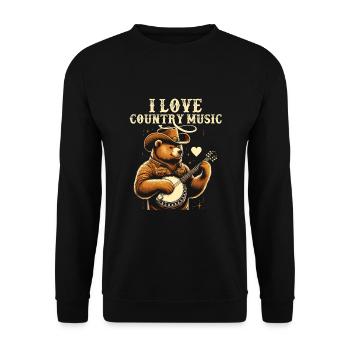 I Love Country Music Cowboy Bear Song Lover - Unisex Sweatshirt - black - Front - Alina (178cm) & Michal (187cm)