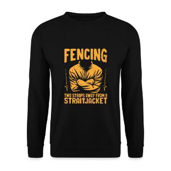 Fechten Zwei Gurte von einem Zwangsjackenfechter entfernt - Unisex Pullover - Schwarz - Vorne - Alina (178cm) & Michal (187cm)