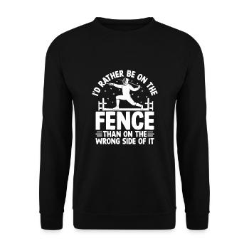 Ich bin lieber auf dem Zaun als auf der falschen Seite - Unisex Pullover - Schwarz - Vorne - Alina (178cm) & Michal (187cm)