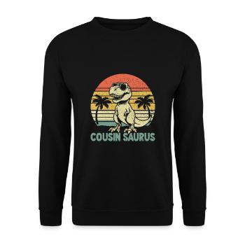 Retro Cousin Saurus Dinosaur Cousins Family - Unisex Sweatshirt - black - Front - Alina (178cm) & Michal (187cm)