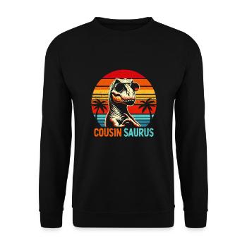Retro Cousin Saurus Dinosaur Family Reunion - Unisex Sweatshirt - black - Front - Alina (178cm) & Michal (187cm)