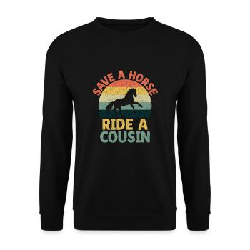 Retten Sie einen Ausritt Ein Cousin Cousins Familientreffen - Unisex Pullover - Schwarz - Vorne - Alina (178cm) & Michal (187cm)