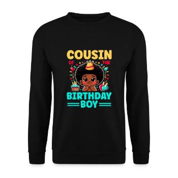Cousin Of The Birthday Boy Family Cousins - Unisex Sweatshirt - black - Front - Alina (178cm) & Michal (187cm)