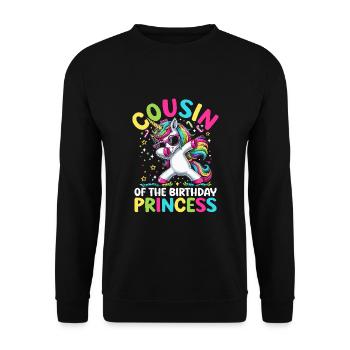 Cousine Der Geburtstagsprinzessin, Die Das Einhorn Synchronisiert - Unisex Pullover - Schwarz - Vorne - Alina (178cm) & Michal (187cm)