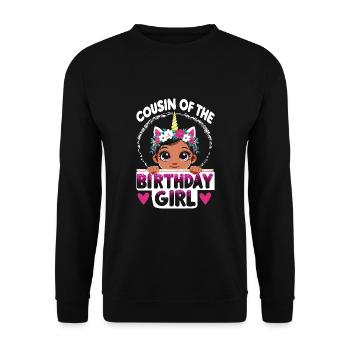 Cousin De La Fille D’anniversaire Famille Cousins Licorne - Sweat-shirt Unisexe - noir - Devant - Alina (178cm) & Michal (187cm)