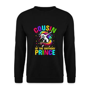 Cousin des Geburtstagsprinzen, der Einhorn synchronisiert - Unisex Pullover - Schwarz - Vorne - Alina (178cm) & Michal (187cm)
