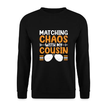 Chaos mit dem Familientreffen meines Cousins verbinden - Unisex Pullover - Schwarz - Vorne - Alina (178cm) & Michal (187cm)