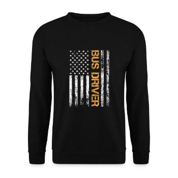Amerikanische Flagge Busfahrer Patriot Schulbus - Unisex Pullover - Schwarz - Vorne - Alina (178cm) & Michal (187cm)
