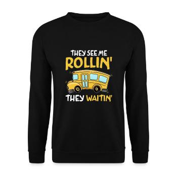 They See Me Rollin' They Waitin' School Bus Driver - Unisex Sweatshirt - black - Front - Alina (178cm) & Michal (187cm)