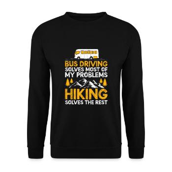 La conduite en bus résout la plupart de mes problèmes de randonnée - Sweat-shirt Unisexe - noir - Devant - Alina (178cm) & Michal (187cm)
