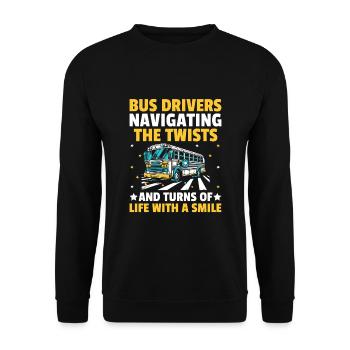 Busfahrer, die durch die Kurven und Kurven des - Unisex Pullover - Schwarz - Vorne - Alina (178cm) & Michal (187cm)